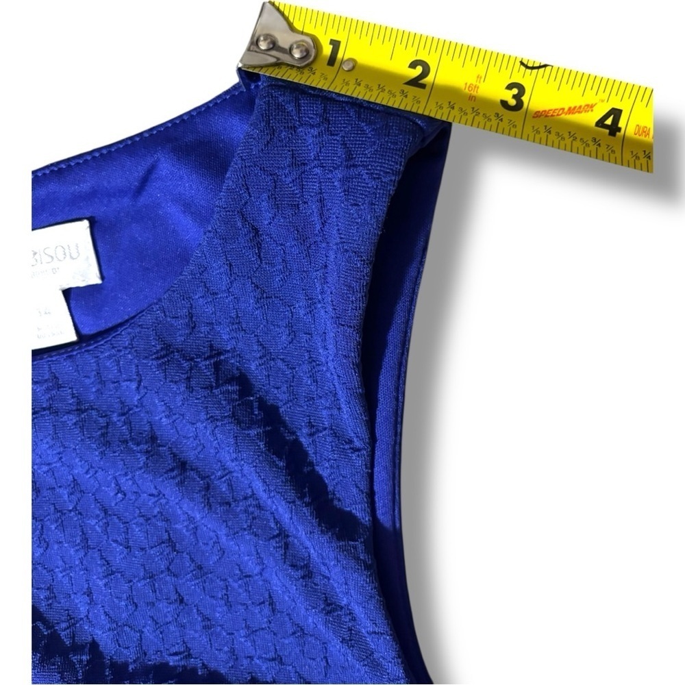 Bisou Bisou Asymmetrical Side Rouching Sleeveless Boat NeckRoyal Blue Mini Dress - Picture 10 of 16